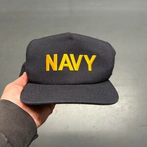Vintage Navy script SnapBack hat cap OSFA